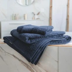 Serviette de bain coton bio (50 x 90 cm) Méline Bleu nuit
