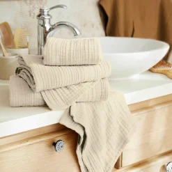 Serviette de bain gaze de coton (50 x 90 cm) Gaïa Beige pampa