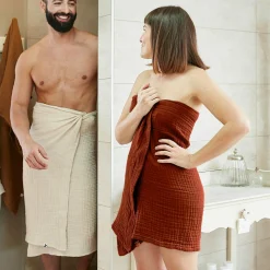 Serviette de bain gaze de coton (70 x 130 cm) Gaïa Terracotta