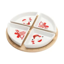 Set à tapas plateau et 4 bols (D22 cm) Père Noël et cadeaux Rouge