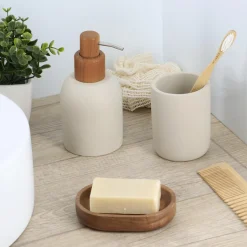 Set d'accessoires salle de bain ciment Ibiza Beige