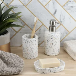Set d'accessoires salle de bain ciment Terrazzo