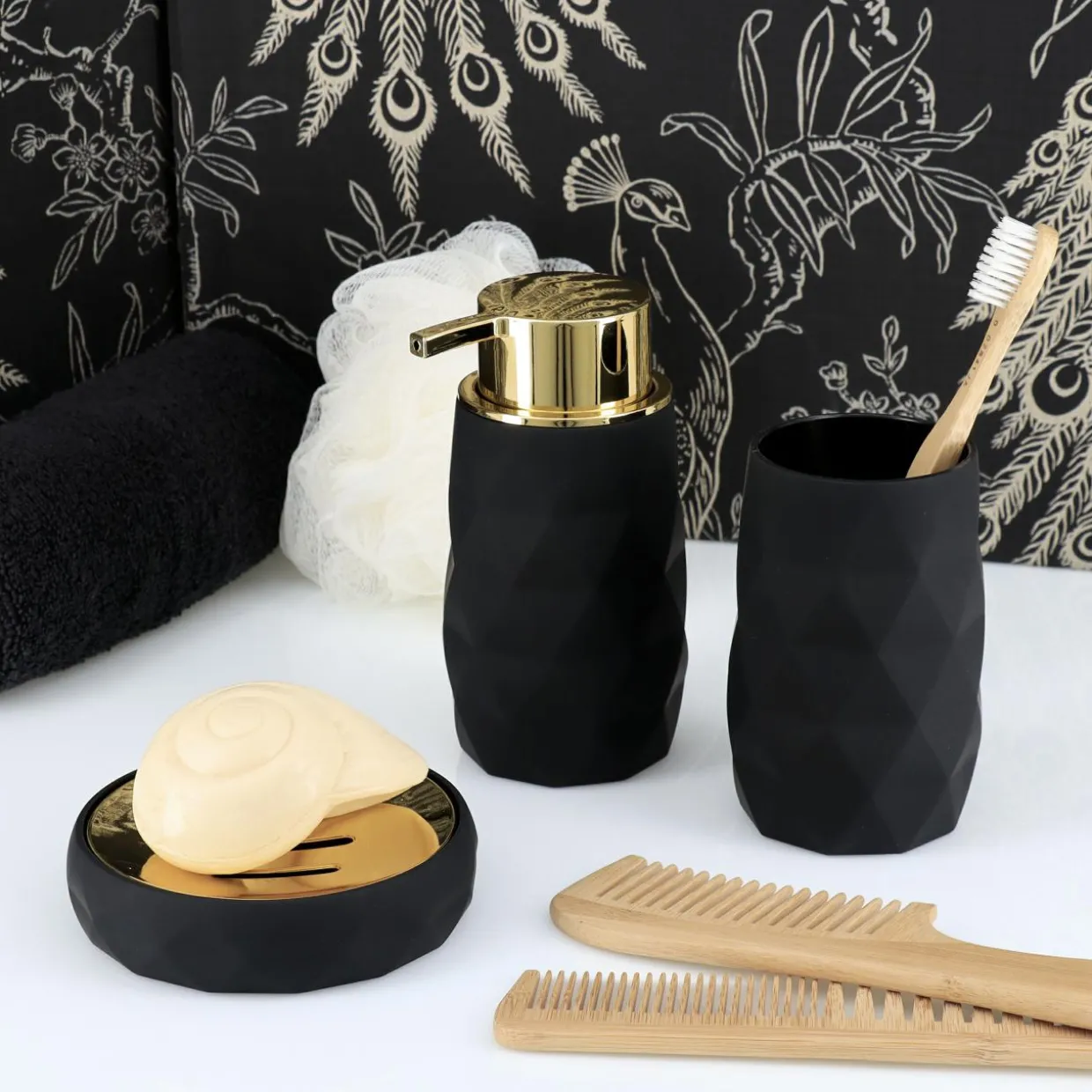 Set d'accessoires salle de bain Rubby Noir