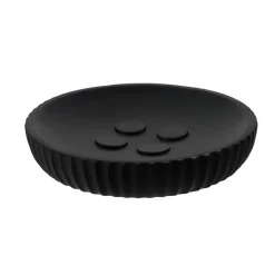 Set d'accessoires salle de bain résine Strié Noir