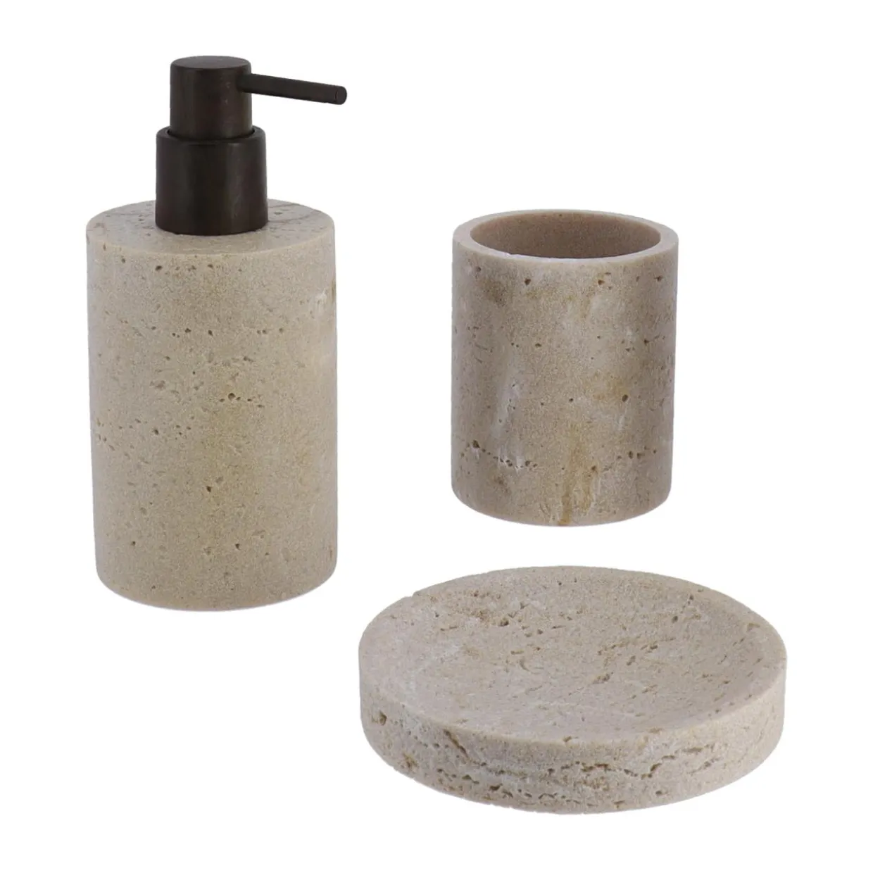 Set d'accessoires salle de bain Travertin Naturel
