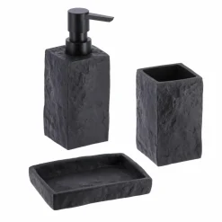 Set d'accessoires salle de bain Effet Pierre Noir