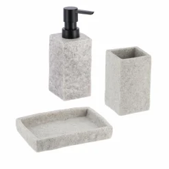 Set d'accessoires salle de bain Effet Pierre Gris