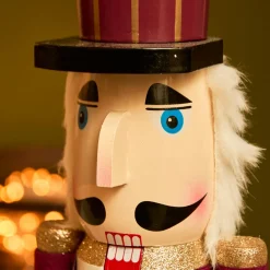 Soldat Casse-noisette en bois (H76 cm) Gustave Lie de vin