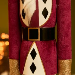 Soldat Casse-noisette en bois (H76 cm) Gustave Lie de vin