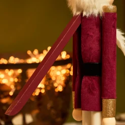 Soldat Casse-noisette en bois (H76 cm) Gustave Lie de vin