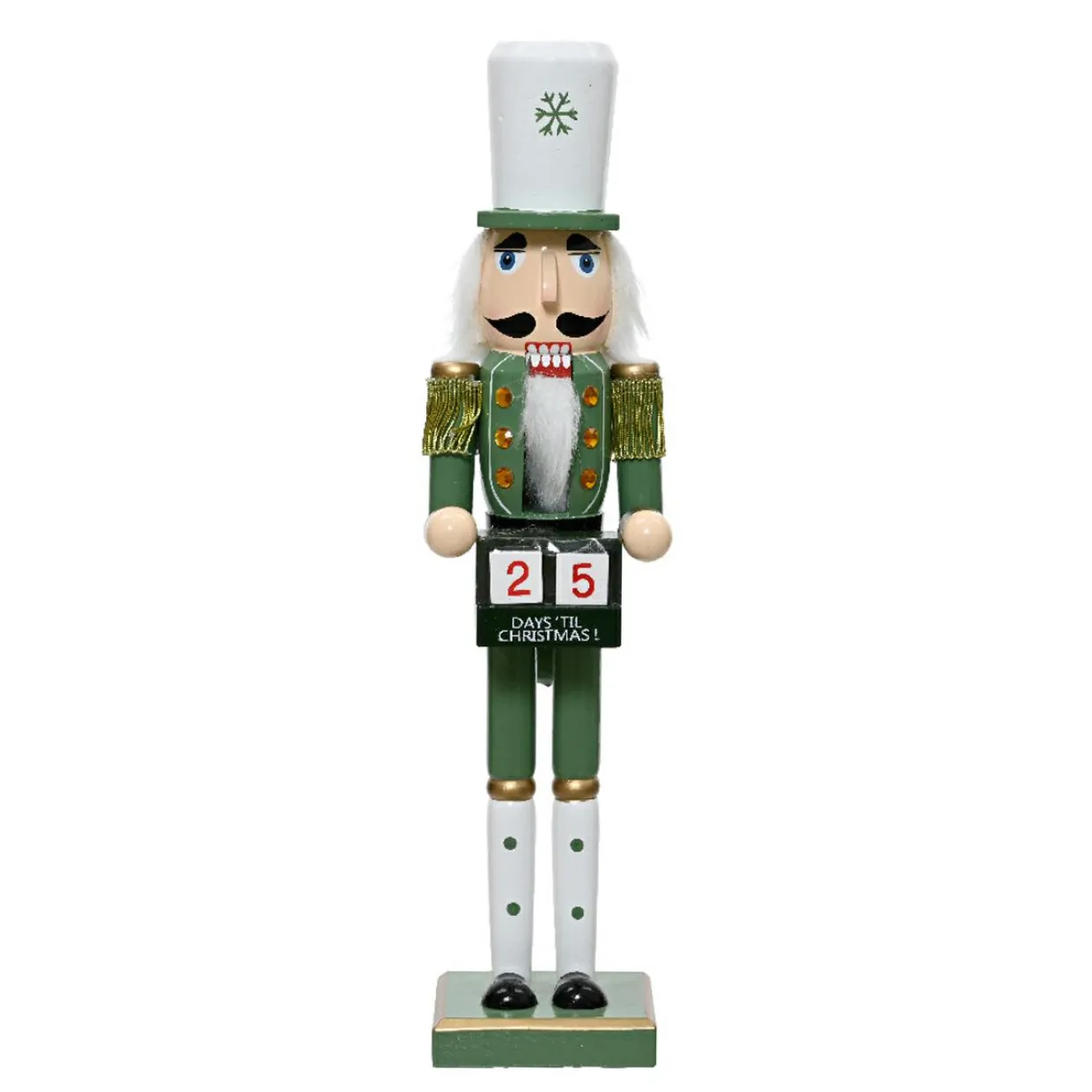 Soldat Casse-noisette en bois (H38 cm) Henri et Calendrier Vert