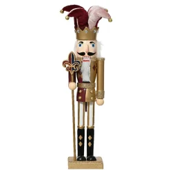 Soldat casse-noisette en bois (H40 cm) Arlequin Lie de vin