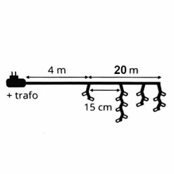 Stalactite lumineuse 20 m 490 LED câble blanc Stars Blanc froid