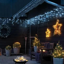 Stalactite lumineuse 11 m 259 LED câble noir Stars Blanc froid