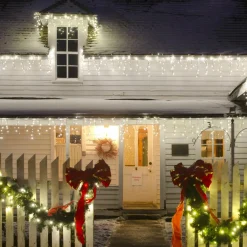 Stalactite lumineuse 11 m 259 LED câble noir Stars Blanc froid