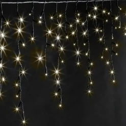 Stalactite lumineuse 30 m 900 LED câble noir Stars Grande hauteur XL Timer Blanc Chaud