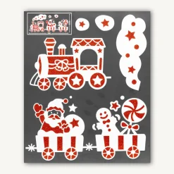Sticker vitrostatique pour fenêtre floqué (28 x 34 cm) Train de Noël Rouge