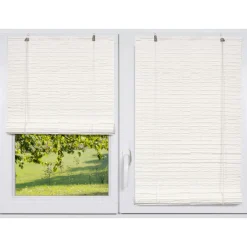 Store enrouleur extérieur effet rotin (120 x 180 cm) Tanoa Blanc