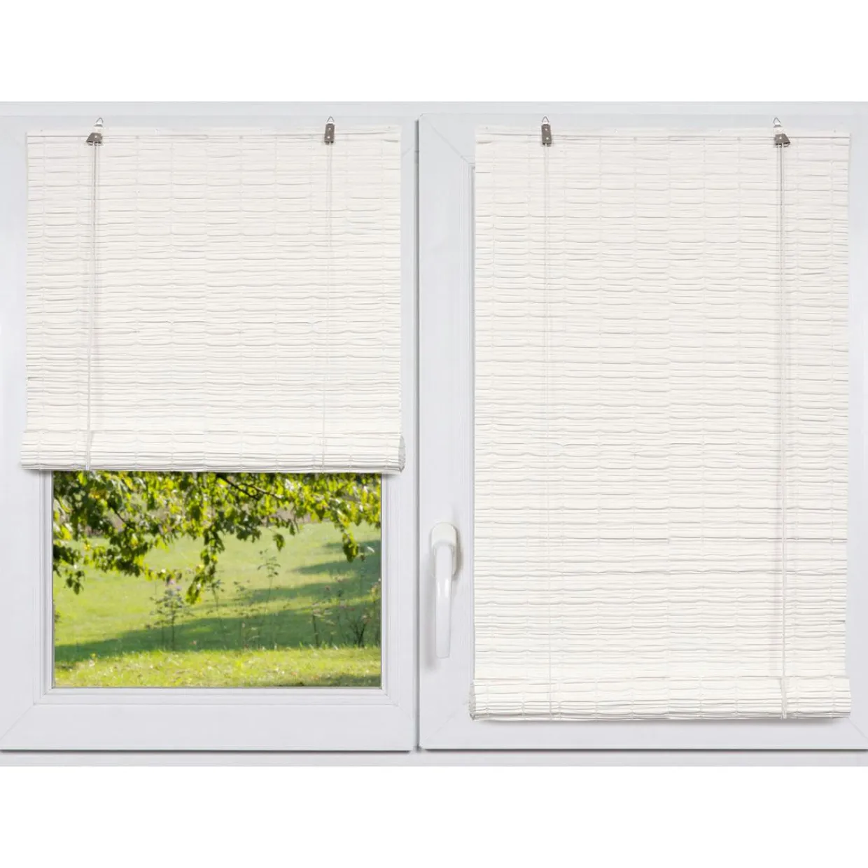 Store enrouleur extérieur effet rotin (120 x 180 cm) Tanoa Blanc