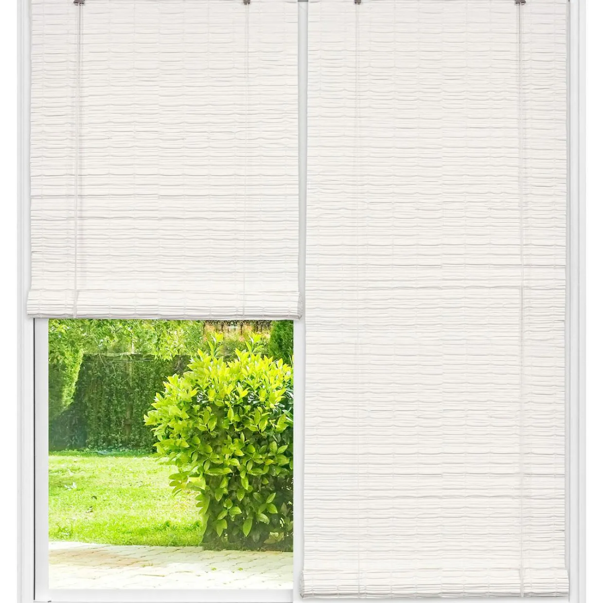 Store enrouleur extérieur effet rotin (200 x 200 cm) Tanoa Blanc