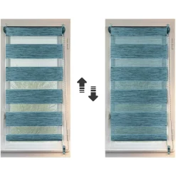 Store enrouleur Jour / Nuit (60 x 180 cm) Bleu chiné