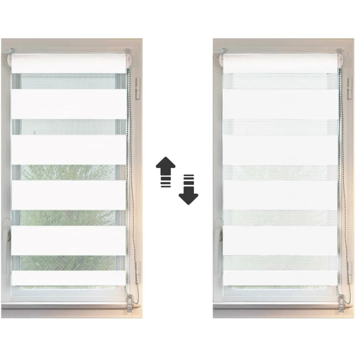 Store enrouleur Jour / Nuit (90 x H250 cm) Blanc