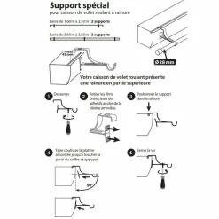 Support à tringle pour caisson de volet roulant (L135 / D28 mm) Blanc satiné