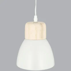Suspension bois et métal (D15 cm) Break Blanche