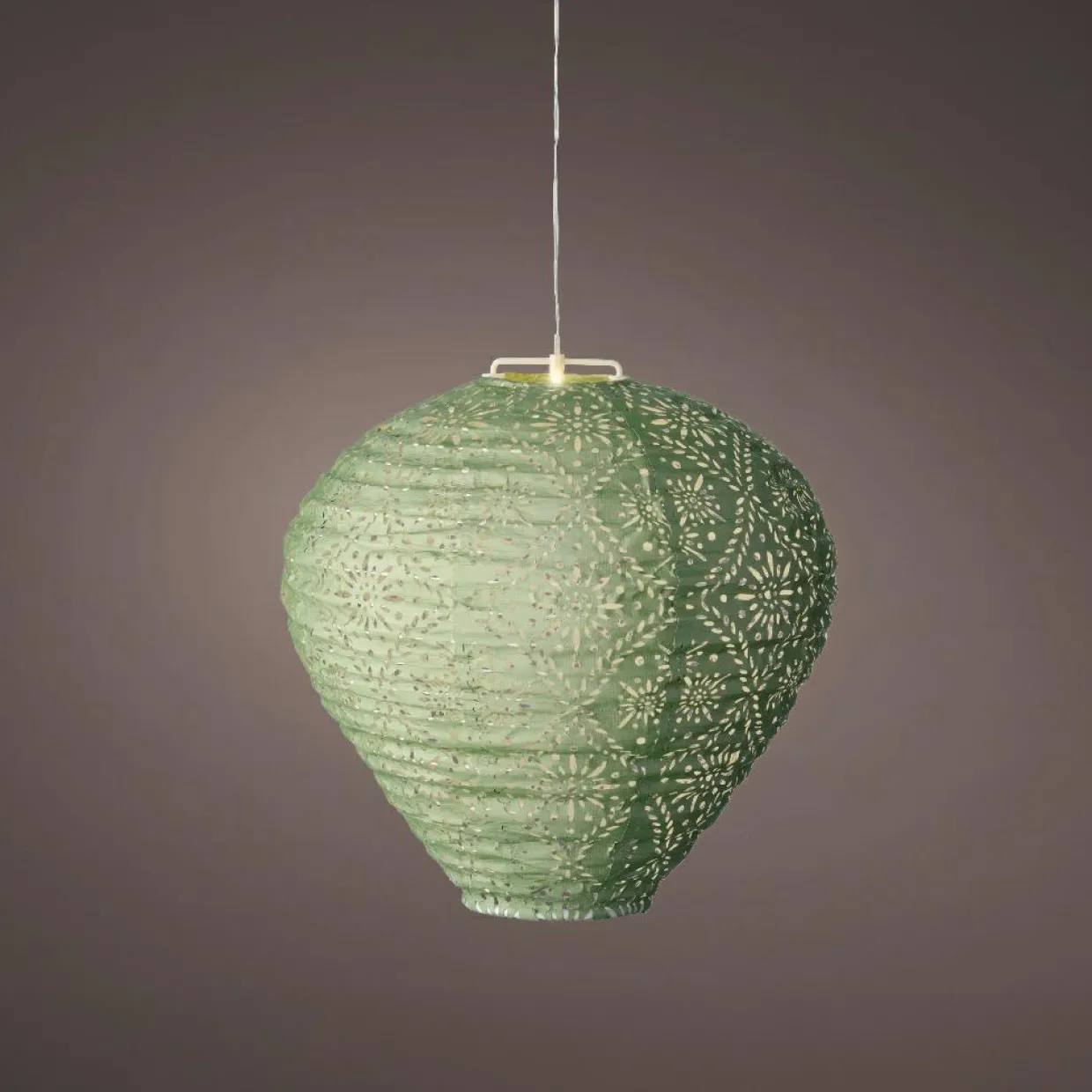 Suspension de jardin solaire (H28 cm) Lanterne ajourée Verte