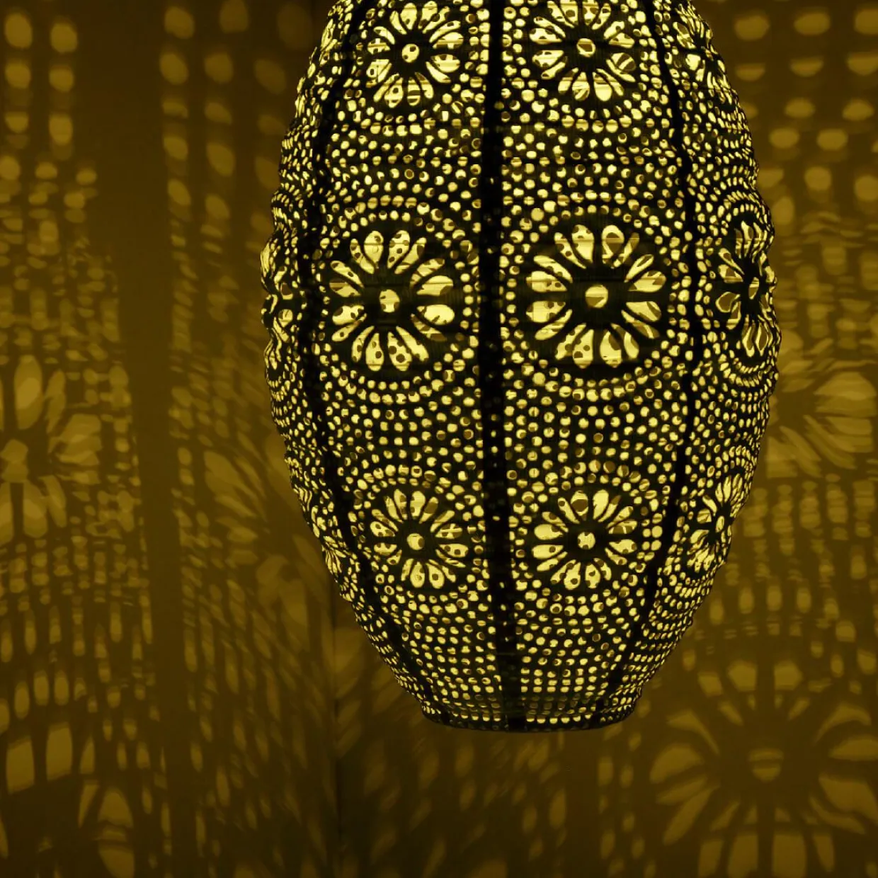 Suspension de jardin solaire (H38 cm) Lanterne ajourée Marron clair