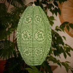 Suspension de jardin solaire (H38 cm) Lanterne ajourée Verte