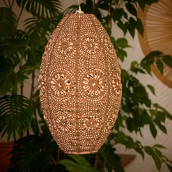 Suspension de jardin solaire (H38 cm) Lanterne ajourée Marron