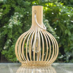 Suspension de jardin solaire LED (H40 cm) Bambou Beige naturel