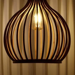 Suspension de jardin solaire LED (H40 cm) Bambou Beige naturel