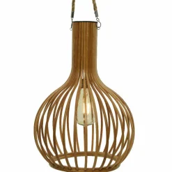 Suspension de jardin solaire LED (H40 cm) Bambou Beige naturel