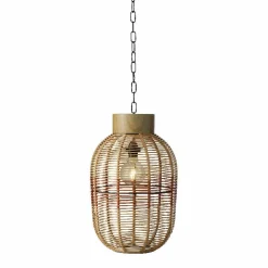 Suspension de jardin solaire résine tressée LED (D27 cm) Toscane Terracotta