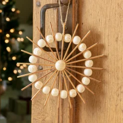 Suspension de Noël en bois (D20 cm) Sandinave Beige