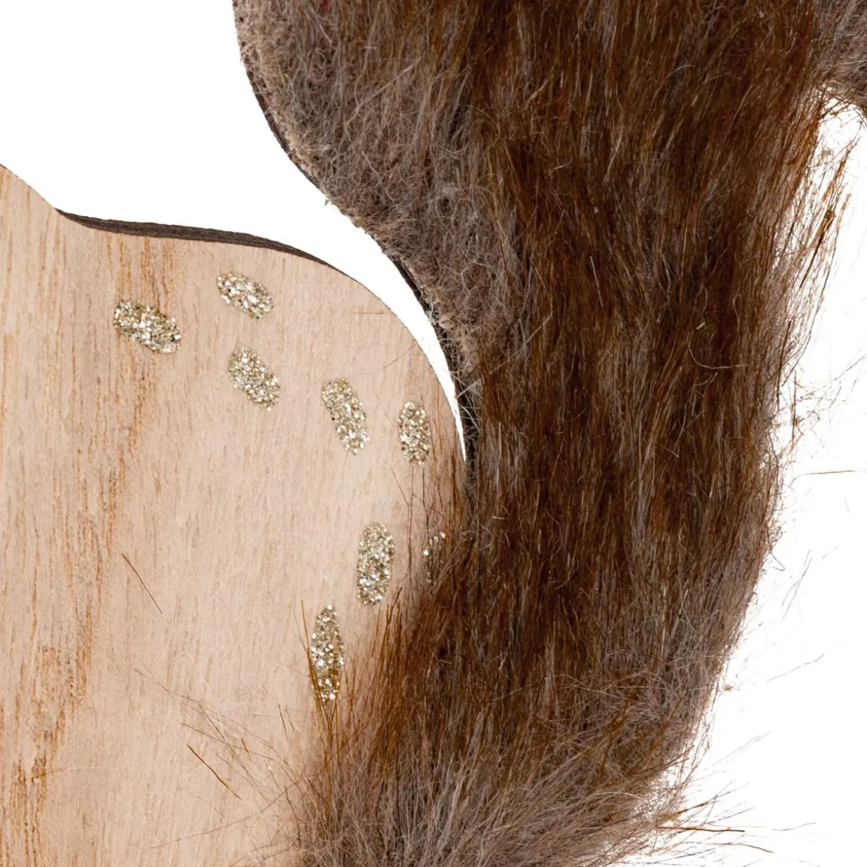 Suspension de Noël en bois (H12 cm) Ecureuil douce fourrure Marron