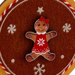 Suspension de Noël en bois (D9 cm) Rondin Pain d'épices Marron