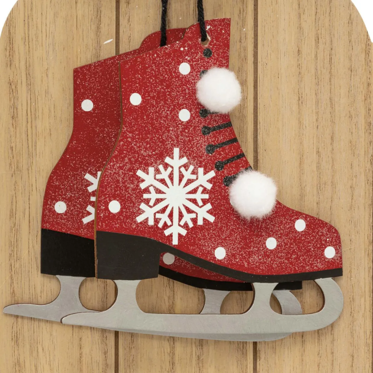 Suspension de Noël en bois (H50 cm) Luge et patins à glace