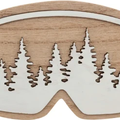 Suspension de Noël en bois (H16 cm) Masque de ski Naturel