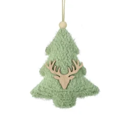 Suspension de Noël en bois (H15 cm) Sapin fourrure Vert menthe