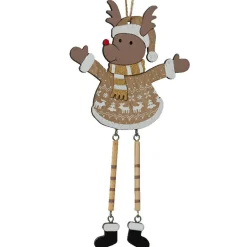 Suspension de Noël en feutrine et bois (H20 cm) Renne Arsène