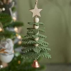 Suspension de Noël en feutrine (H17 cm) Sapin enchanté Vert sapin