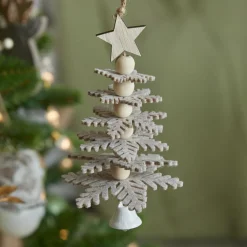Suspension de Noël en feutrine (H17 cm) Sapin enchanté Gris