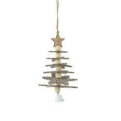 Suspension de Noël en feutrine (H17 cm) Sapin enchanté Gris