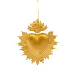 Suspension de Noël en métal (H14 cm) Cœur Exvoto Doré