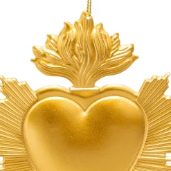 Suspension de Noël en métal (H14 cm) Cœur Exvoto Doré