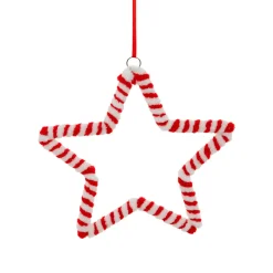Suspension de Noël en métal (D15 cm) Étoile sucre d'orge Rouge et blanc