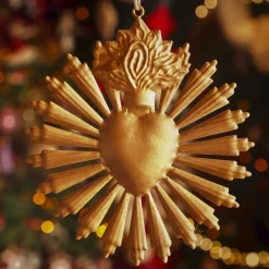 Suspension de Noël en métal (D14 cm) Exvoto de Noël Or vieilli